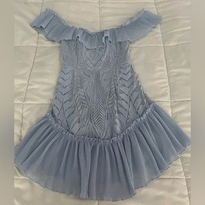 American Threads off the shoulder blue mini dress